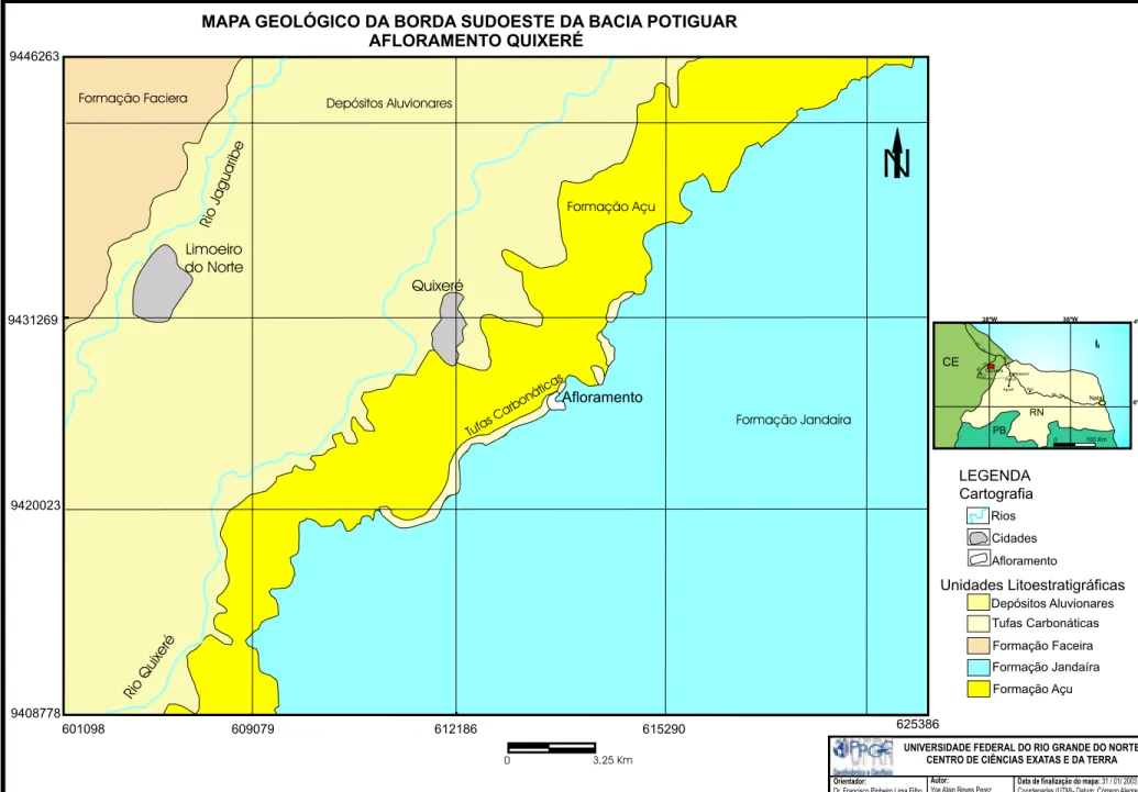 Figura 3.6 C- Mapa geológico na escala 1: 50 000, onde ressalta-se as unidades litoestratigráficas da área estudada em Quixeré.