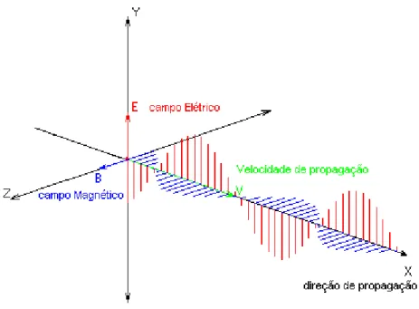 Figura 2.3 – Onda eletromagnética com polarização linear vertical. 