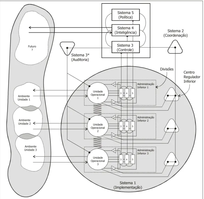 Figura 8. A arquitetura do Modelo de Sistema Viável e seus níveis de recursividade. 