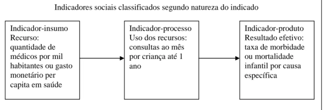 Figura 4 -  Indicadores sociais classificados segundo natureza do indicado Fonte: JANNUZZI : 2001, p