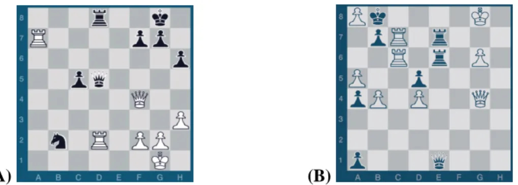 Figura  2.1.  (a)  Uma  posição  real  de  um  jogo  de  xadrez  e  (b)  uma  posição  aleatória