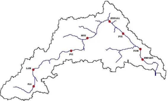 Figura 15 - Localização dos pontos de amostragem estudadas na Bacia do rio  Pitimbu 