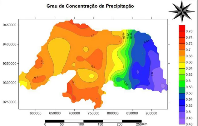 Figura 15  – Grau de Concentração de Precipitação para o Estado do RN.