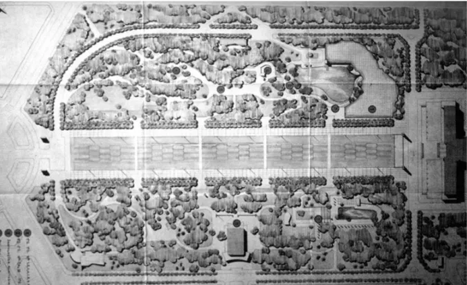 Figura 34 - Projeto do Parque Eduardo VII de Francisco Keil do Amaral (1945). (Morais &amp; Roseta 2005) 