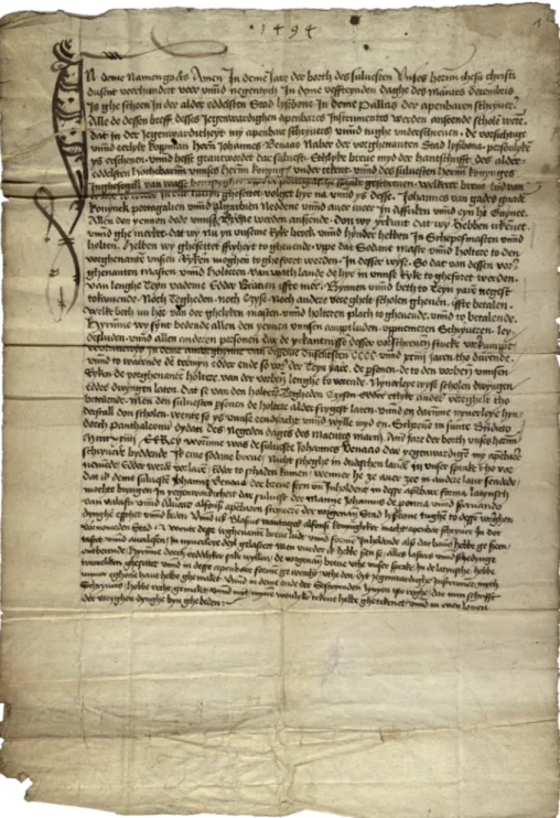 Fig. 3 – Gdansk States Archives, APG 300,D_17C_2,   (royal Portuguese privilege, Lisbon, 09.03.1494).