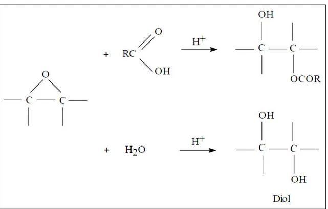 Figura 2.8 : Reação de formação de subprodutos da epoxidação via perácido. 