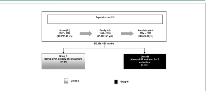 Figure 2 -  Sample stratiication by BP behavior at the three different moments of evaluation