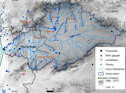 Figure 4. Douro Basin and DISASTER cases of the December 1909 event.