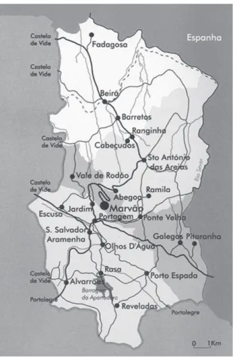 Ilustração 3: Mapa das quatro freguesias do concelho de Marvão