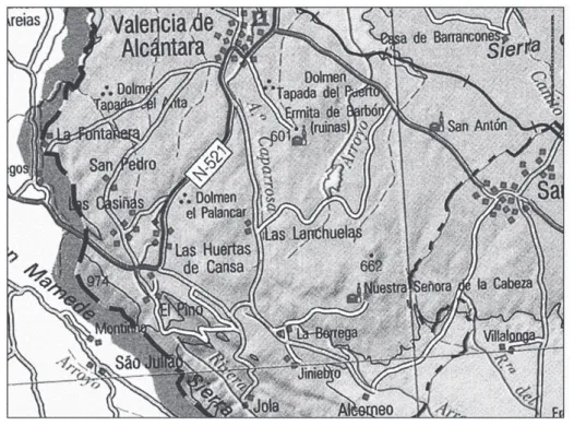 Ilustração 5: Pormenor do mapa de Valencia de Alcántara e da Campiña