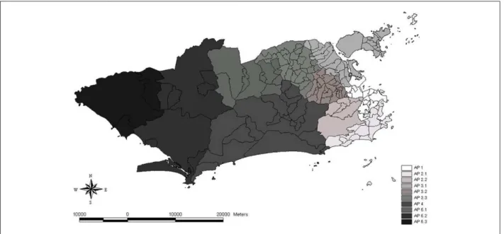 Fig. 1 - Distribución espacial de las Áreas Programáticas (AP) del municipio de Rio de Janeiro.