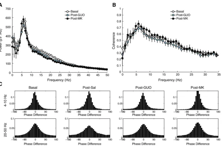Fig. 3. Neither guanosine nor MK-801 alters EEG spectral content. (A) Mean power spectra