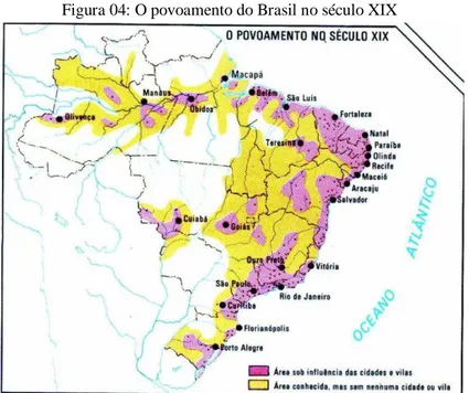 Figura 04: O povoamento do Brasil no século XIX 