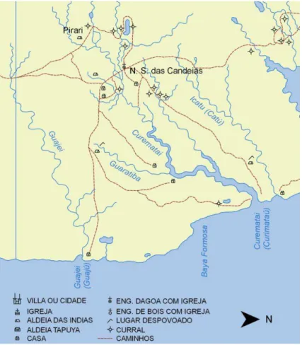 Figura 14: Trecho do mapa intitulado Praefecturae de Paraiba, et Rio Grande (vale do  Curimataú)