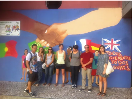 Figure 1: First guided tour group through antiga Curraleira and Picheleira