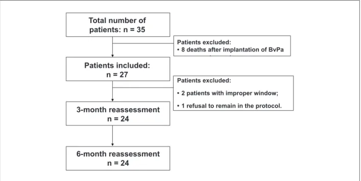Figure 1 - Flowchart. Total number of patients: n = 35 Patients included:n = 27 3-month reassessmentn = 246-month reassessmentn = 24 Patients excluded: