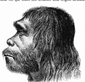 Figura 1. Primeira reconstituição de um neandertal macho adulto, por  Schaaffhausen, 1888 (Neanderthal, 2010).