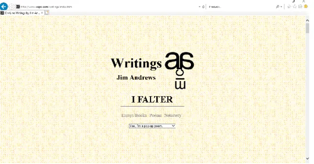 Figura 1- Página da poesia digital de Jim Andrews (Andrews, n.d.). 