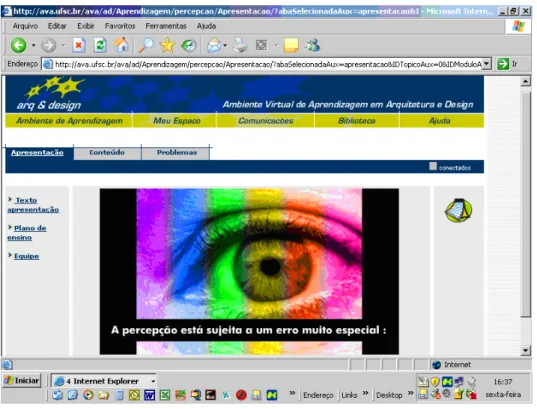 Figura 4: Interface da tela “Ambiente de Aprendizagem” com o vídeo de apresentação.  