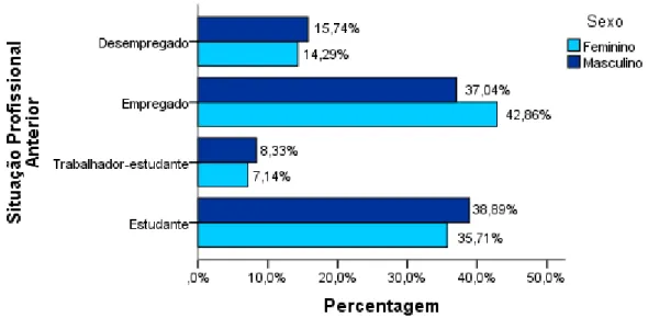 Figura 12 - Situação profissional anterior   Fonte: Elaboração própria 