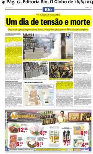 Figura 9: Pág. 17, Editoria Rio, O Globo de 26/6/2013 