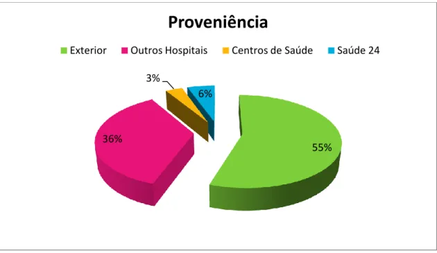 Gráfico nº 6 - Crianças/adolescentes com queimadura em função da sua proveniência 