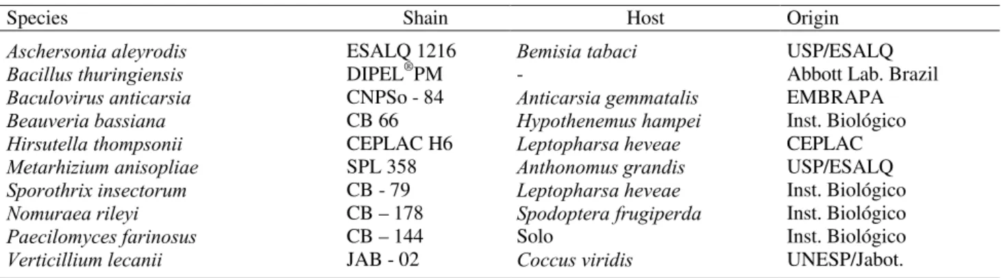 Table 1. Microorganisms utilized in the experiments.