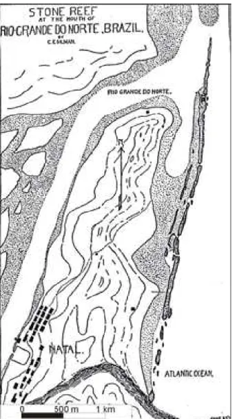 Figura 2.4 - Mapa do arenito de praia no município de Natal, realizado por Branner (1904)