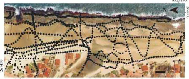 Figura 3.4 - Posição dos pontos na área de trabalho (estação 7 a 9), adquiridos com uso do GPS  Geodésico.