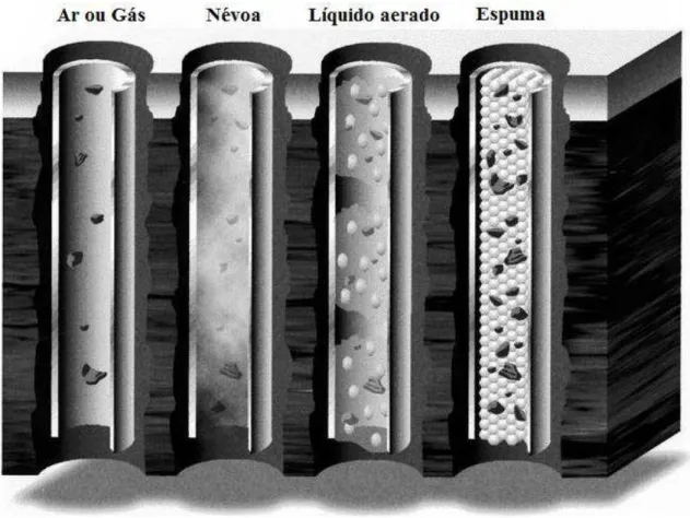 Figura 3. Representação de fluidos de perfuração de base ar ou gás 