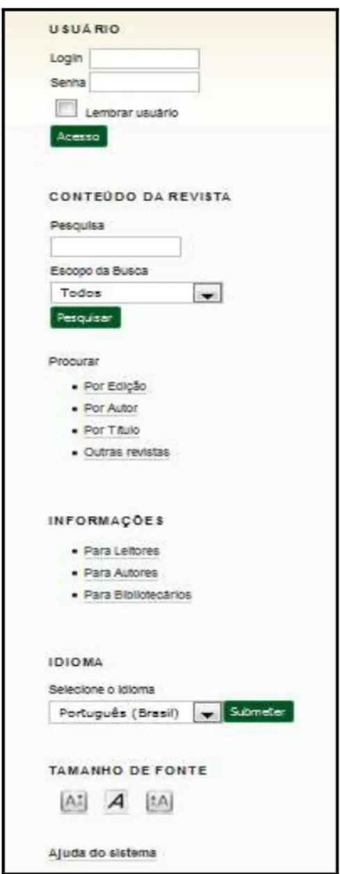 Figura 4  – Interface da revista BiblioCanto – Visualização da margem esquerda da interface 