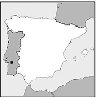 Figura 1. Localização do território estudado (rectângulo a negro) em Portugal continental