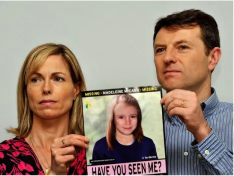 Figure 9: The parents of Madeleine ‘Maddie’ McCann, presenting an image,  generated with age progression software, of how her vanished daughter   could look like today