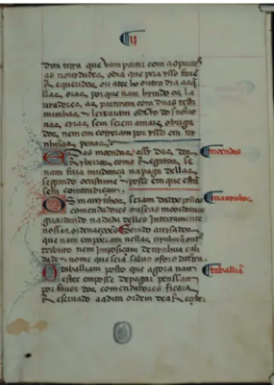 Fig. 6 – Fólio 2 do foral manuelino de  Cabrela.