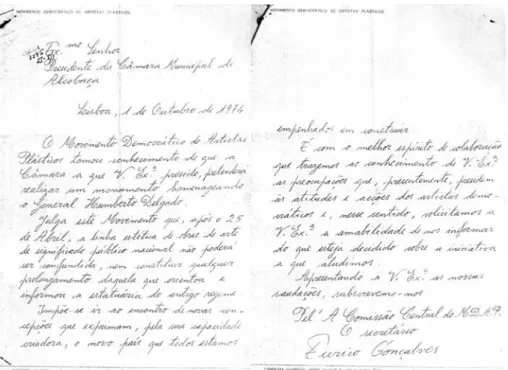 Fig. 2. Letter from the Democratic Movement of Visual Artists