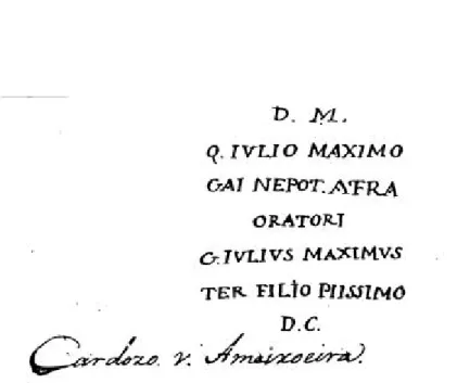 Fig. 3c: Texto da inscrição do  orator, segundo Cornide y  Saavedra. 