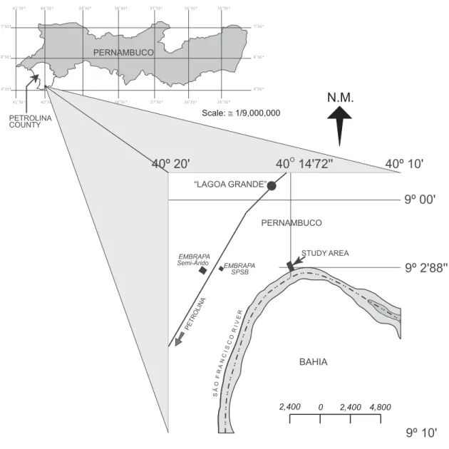 Figure 1. Study area in a caatinga remaining by the São Francisco river margin. Embrapa-SPSB, Petrolina, Pernambuco.