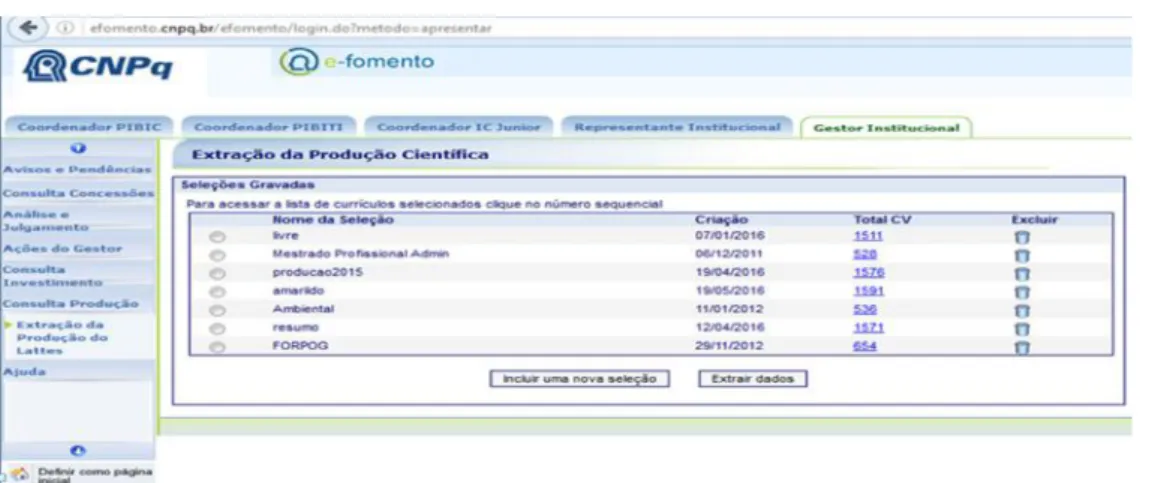 Figura 2 - Interface disponível aos gestores de programas de pós-graduação