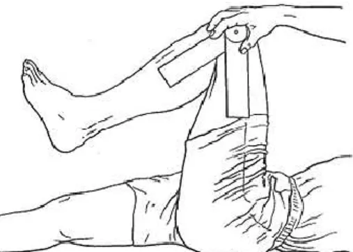 Figure 2: Goniometer position to measure leg flexion and extension  movements [1]. 