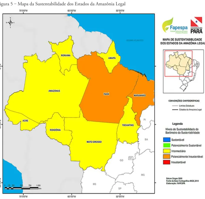 Figura 5 ‒ Mapa da Sustentabilidade dos Estados da Amazônia Legal