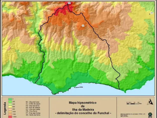 Fig. III. 10 – Hipsometria do concelho do Funchal
