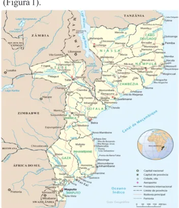 Figura  1  –  Mapa  de  Moçambique  (Fonte:  Guia  Geográﬁco Moçambique).