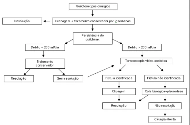 Figura 1 - Sugestão de abordagem terapêutica do quilotórax pós-cirúrgico