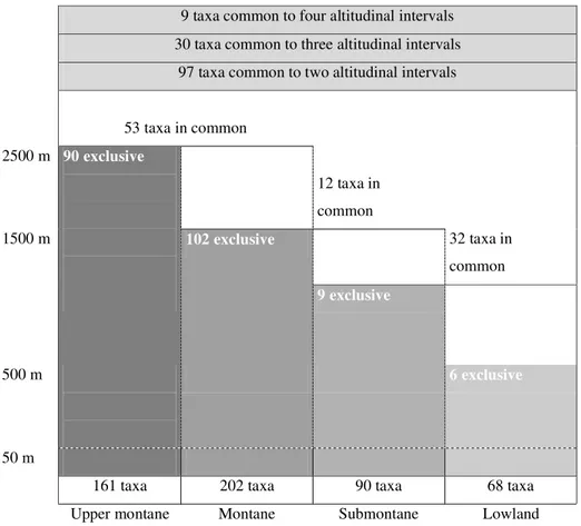 Figure 1. Taxa richness along an altitudinal gradient in Atlantic rainforests of the Rio de Janeiro State.