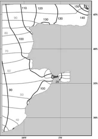 Figure 14 – Amplitudes (black lines, in centimeters) and phases (grey lines, in degrees) of the M2  tidal constituent