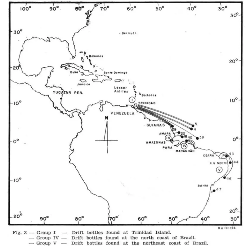 Fig.  3  - Group  I  Drift  botUes  found  at  Trinidad  Island. 