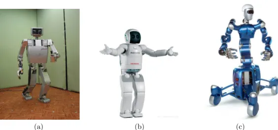 Figure 2.1: Robots used in works on whole-body control: (a) H7 (Nishiwaki et al., 2005);