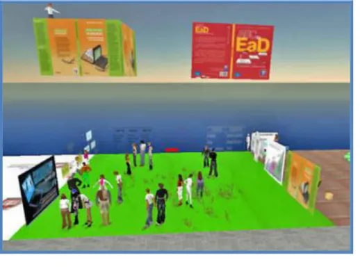 Figura 2. Sala de e-learning no Second Life  – Curso “ABC do EaD” (2007).