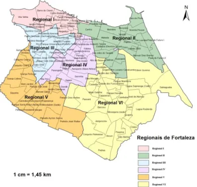 Figura 6 - Mapa das Seis Secretarias Executivas Regionais de Fortaleza (SER). 