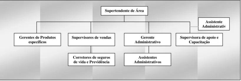 Figura  5.  Estrutura  Organizacional:  Bradesco  Vida  e  Previdência  Administrativa  /  Operacional  –  Sucursal de Produção 